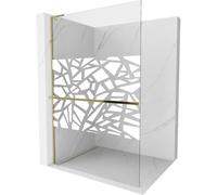 Mexen Kioto+ L Panel de ducha con estante Walk-in 100 x 200 cm, diseño blanco, dorado - 800-100-123-50-85 39279 5905315261311