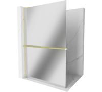 Mexen Kioto+ L panel de ducha con estante Walk-in 120 x 200 cm, espejo, oro cepillado - 800-120-123-55-50 39355 5905315262288