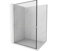 Mexen Kioto+ L panel de ducha con estante Walk-in 60 x 200 cm, marco negro, níquel cepillado - 800-060-123-97-70 40817 5905315266231