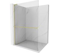 Mexen Kioto+ L panel de ducha con estante Walk-in 60 x 200 cm, transparente, oro cepillado - 800-060-123-55-00 39290 5905315261601