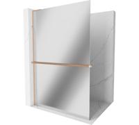 Mexen Kioto+ L panel de ducha con estante Walk-in 70 x 200 cm, espejo, cobre cepillado - 800-070-123-65-50 41223 5905315263223