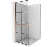 Mexen Kioto+ L Panel de ducha con estante Walk-in 70 x 200 cm, rejilla negra, cobre cepillado - 800-070-123-65-77 41471 5905315263247