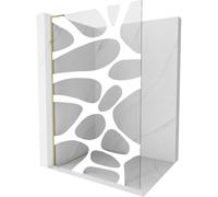 Mexen Kioto L panel de ducha Walk-in 120 x 200 cm, ola blanca, dorada - 800-120-103-50-97 39624 5905315253514
