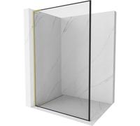 Mexen Kioto L panel de ducha Walk-in 60 x 200 cm, marco negro, oro cepillado - 800-060-103-55-70 39646 5905315253569