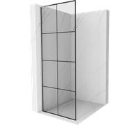 Mexen Kioto L panel de ducha Walk-in 80 x 200 cm, rejilla negra, níquel cepillado - 800-080-103-97-77 40971 5905315258700