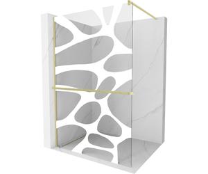 Mexen Kioto+ mampara de ducha con balda Walk-in 100 x 200 cm, onda blanca, dorada cepillada - 800-100-121-55-97 37105 5905315246639