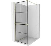 Mexen Kioto+ mampara de ducha con balda Walk-in 70 x 200 cm, rejilla negra, dorada - 800-070-121-50-77 13900 5907709169654
