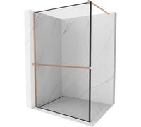 Mexen Kioto+ mampara de ducha con estante Walk-in 100 x 200 cm, marco negro, cobre cepillado - 800-100-121-65-70 37327 5905315247612