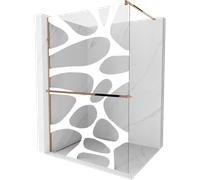 Mexen Kioto+ mampara de ducha con estante Walk-in 100 x 200 cm, ola blanca, oro rosa - 800-100-121-60-97 14010 5907709178182