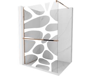 Mexen Kioto+ mampara de ducha con estante Walk-in 100 x 200 cm, ola blanca, oro rosa - 800-100-121-60-97 14010 5907709178182