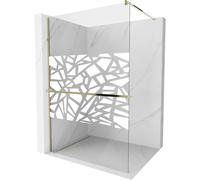 Mexen Kioto+ mampara de ducha con estante Walk-in 110 x 200 cm, diseño blanco, oro - 800-110-121-50-85 13920 5907709177482