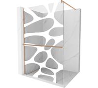 Mexen Kioto+ mampara de ducha con estante Walk-in 110 x 200 cm, ola blanca, cobre cepillado - 800-110-121-65-97 37801 5905315247773