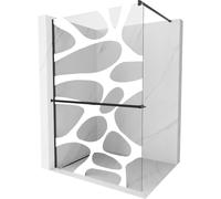 Mexen Kioto+ mampara de ducha con estante Walk-in 110 x 200 cm, ola blanca, negra - 800-110-121-70-97 13864 5907709179080
