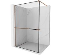 Mexen Kioto+ mampara de ducha con estante Walk-in 120 x 200 cm, marco negro, oro rosa - 800-120-121-60-70 13980 5907709178342
