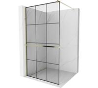 Mexen Kioto+ mampara de ducha con estante Walk-in 120 x 200 cm, rejilla negra, dorado - 800-120-121-50-77 13905 5907709177567