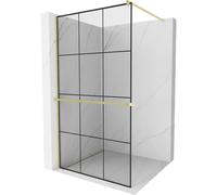 Mexen Kioto+ mampara de ducha con estante Walk-in 120 x 200 cm, rejilla negra, oro cepillado - 800-120-121-55-77 37083 5905315246844