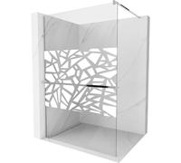 Mexen Kioto+ mampara de ducha con estante Walk-in 70 x 200 cm, patrón blanco, cromo - 800-070-121-01-85 13756 5907709168879