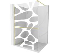 Mexen Kioto+ mampara de ducha con estante Walk-in 80 x 200 cm, ola blanca, dorada cepillada - 800-080-121-55-97 37103 5905315246394