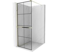 Mexen Kioto+ mampara de ducha con estante Walk-in 80 x 200 cm, rejilla negra, dorada - 800-080-121-50-77 13901 5907709169753