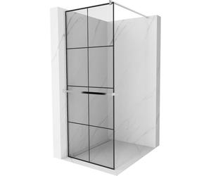 Mexen Kioto+ mampara de ducha con estante Walk-in 90 x 200 cm, rejilla negra, cromo - 800-090-121-01-77 13742 5907709169050