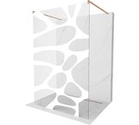Mexen Kioto mampara de ducha independiente 100 x 200 cm, ola blanca 8 mm, cobre cepillado - 800-100-002-65-97 36452 5905315268310