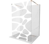 Mexen Kioto Mampara de ducha independiente 100 x 200 cm, ola blanca 8 mm, oro rosa - 800-100-002-60-97 14190 5907709134409