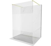 Mexen Kioto mampara de ducha independiente 100 x 200 cm, transparente/escarchado 8 mm, oro cepillado - 800-100-002-55-35 36273 5905315267412