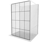 Mexen Kioto mampara de ducha independiente 140 x 200 cm, rejilla negra 8 mm, blanca - 800-140-002-20-77 14307 5907709127142