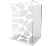 Mexen Kioto mampara de ducha independiente de 110 x 200 cm, ola blanca 8 mm, dorada - 800-110-002-50-97 14187 5907709134362