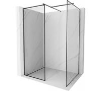 Mexen Kioto mampara de ducha Walk-in 100 x 100 cm, marco negro, gris cañón cepillado - 800-100-202-66-70-100 47083 5905315389190