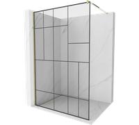 Mexen Kioto mampara de ducha Walk-in 100 x 200 cm, patrón negro 8 mm, dorado - 800-100-101-50-78 2909 5907709132054
