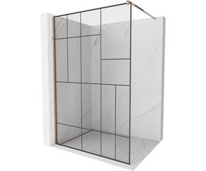 Mexen Kioto mampara de ducha Walk-in 100 x 200 cm, patrón negro 8 mm, oro rosa - 800-100-101-60-78 2917 5907709132153