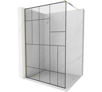 Mexen Kioto mampara de ducha Walk-in 110 x 200 cm, patrón negro 8 mm, dorado - 800-110-101-50-78 2910 5907709132061