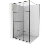 Mexen Kioto mampara de ducha Walk-in 110 x 200 cm, rejilla negra 8 mm, dorada - 800-110-101-50-77 2866 5907709132740