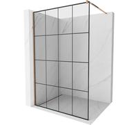 Mexen Kioto mampara de ducha Walk-in 130 x 200 cm, cuadrícula negra 8 mm, oro rosa - 800-130-101-60-77 2878 5907709132849