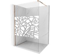 Mexen Kioto mampara de ducha Walk-in 130 x 200 cm, patrón blanco 8 mm, oro rosa - 800-130-101-60-85 3055 5907709130500
