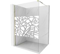 Mexen Kioto mampara de ducha Walk-in 140 x 200 cm, diseño blanco 8 mm, dorado - 800-140-101-50-85 3041 5907709130432