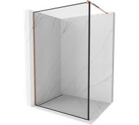 Mexen Kioto mampara de ducha Walk-in 140 x 200 cm, marco negro 8 mm, oro rosa - 800-140-101-60-70 2826 5907709131699