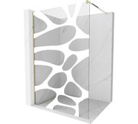 Mexen Kioto mampara de ducha Walk-in 140 x 200 cm, ola blanca 8 mm, dorada - 800-140-101-50-97 3081 5907709130111