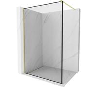 Mexen Kioto mampara de ducha Walk-in 60 x 200 cm, marco negro 8 mm, dorado cepillado - 800-060-101-55-70 36876 5905315239747