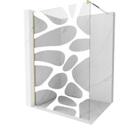 Mexen Kioto mampara de ducha Walk-in 70 x 200 cm, transparente/ola blanca 8 mm, dorada - 800-070-101-50-97 3074 5907709130043