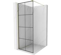 Mexen Kioto mampara de ducha Walk-in 90 x 200 cm, rejilla negra 8 mm, dorada - 800-090-101-50-77 2863 5907709132726