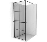 Mexen Kioto+ mamparo de ducha con estante Walk-in 80 x 200 cm, cuadrícula negra, negro - 800-080-121-70-77 13837 5907709178755