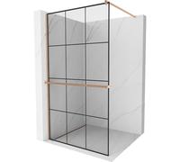 Mexen Kioto+ panel de ducha con estante Walk-in 100 x 200 cm, rejilla negra, cobre cepillado - 800-100-121-65-77 37349 5905315247629