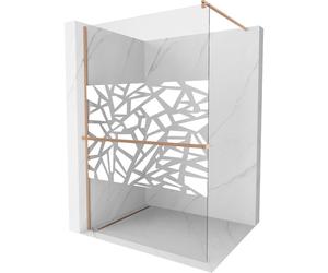 Mexen Kioto+ panel de ducha con estante Walk-in 120 x 200 cm, diseño blanco, cobre cepillado - 800-120-121-65-85 37793 5905315247889
