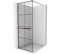 Mexen Kioto+ panel de ducha con estante Walk-in 80 x 200 cm, cuadrícula negra, oro rosado - 800-080-121-60-77 13984 5907709177956