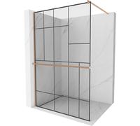 Mexen Kioto+ panel de ducha con estante Walk-in 80 x 200 cm, diseño negro, cobre cepillado - 800-080-121-65-78 37778 5905315247391