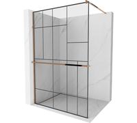 Mexen Kioto+ panel de ducha con estante Walk-in 80 x 200 cm, patrón negro, oro rosa - 800-080-121-60-78 13992 5907709177963