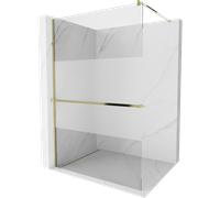 Mexen Kioto+ panel de ducha con estante Walk-in 90 x 200 cm, transparente/escarcha, dorado - 800-090-121-50-35 13870 5907709169814