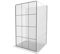 Mexen Kioto panel de ducha independiente 100 x 200 cm, cuadrícula negra 8 mm, blanco - 800-100-002-20-77 14303 5907709127319